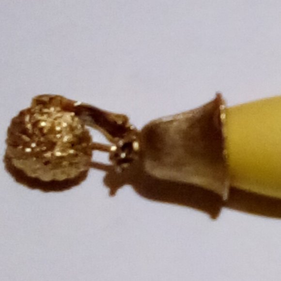 Gold Tone and Yellow Drop Clip On Earrings - Picture 3 of 4